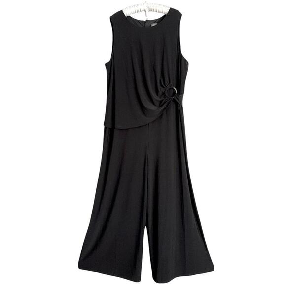Vince Camuto Jumpsuit 20W Black Sleeveless Wide Leg Stretch FAUX WRAP Stretch - Picture 1 of 5